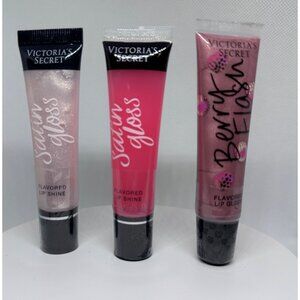 Victorias Secret Satin Gloss Berry Flash Flavored Lip Gloss Trio Set
